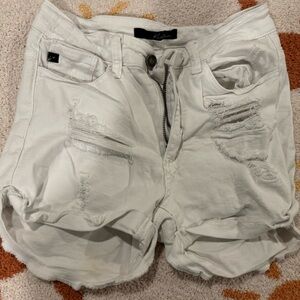 Kancan White Distressed Women Shorts